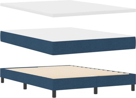 vidaXL Łóżko Box Spring z materacem i LED Granatowe 140x190cm Tkanina (3342288) - zdjęcie 2
