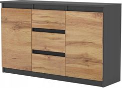 Duza Komoda z szufladami ANTRACYT WOTAN Szafka AGA 120CM bezuchwytowa do Salonu