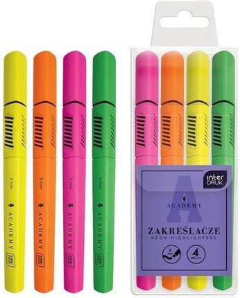 Interdruk Zakreślacze Neonowe 4 Kolory Academy