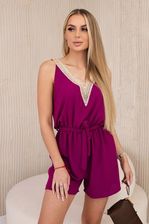 Zdjęcie Kombinezon krótki z ozdobną koronką śliwkowy - Łask