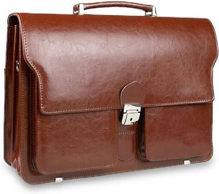 Skórzana teczka męska na ramię laptopa brązowa - Pavone Nero Treviso 2225 BR