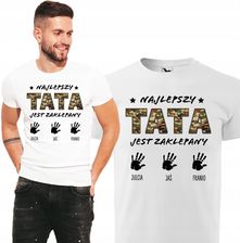 Na Dzień Taty Koszulka Z Imieniem Dzieci Nadrukiem Biała Moro XL