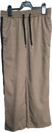 MONKI Spodnie Męskie Wygodne Stylowe Eleganckie w Kratkę Brązowe XS