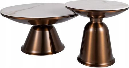 Signal Meble Zestaw Ław Vera Fi75 50 Biały Marmur Miedziany Połysk Nowoczesny (Verabmi)