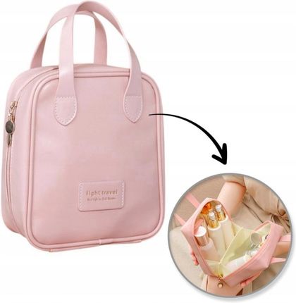 Ecarla Kosmetyczka organizer na kosmetyki z rączką 17x7x19cm różowa KS128R