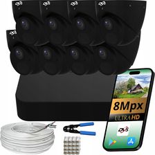 Zdjęcie Dvs Zestaw Kamer Monitoringu Kopułowe Ip Poe 8 4K 8Mpx Czarne Smart - Gniewkowo