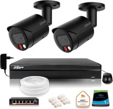 Zdjęcie Dahua Zestaw Monitoringu Ip 4Mpx 2K 2 Kamery Czarne Zewnętrzne Z Dyskiem 1Tb (Z35525B2) - Ropczyce
