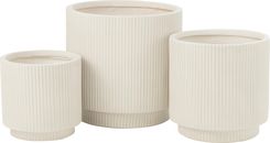 J-Line Zestaw 3 Pojemników Cachepots Misty Clay White