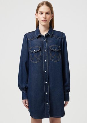 WRANGLER DAMSKA SUKIENKA JEANSOWA WRANGLER BALLOONSLEEVE SHIRT DRESS RINSE 112350339