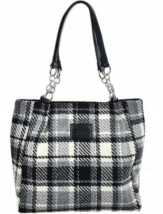 Torebka damska shopperka w czarno białą kratkę Big Star