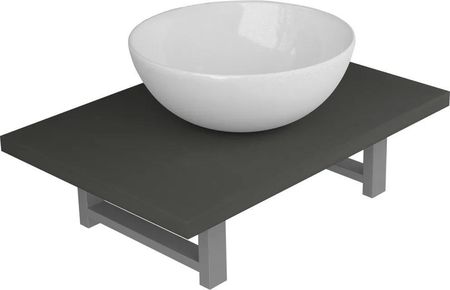 Zakito Home Meble Łazienkowe Półka Ścienna I Umywalka Szary/Biały 60X40X16,3Cm/32,5X14Cm (ZH279332)