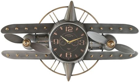 Home Esprit Zegar Ścienny Złoty Srebrzysty Metal Samolot Vintage 77,5x15x46cm (S3060631)