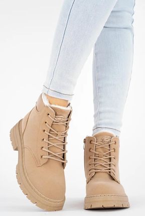 Sklep-Szpilka24 Brązowe Trapery Botki Śniegowce Damskie Z Grubym Futrem Iglo 40