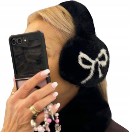 NAUSZNIKI ZIMOWE FUTERKO CIEPŁE MIĘCIUTKIE KOKARDA