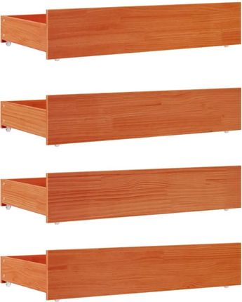 Zakito Europe Szuflady pod łóżko z litego drewna sosnowego woskowy brąz 90x57x18cm 4szt. (ZE847166)
