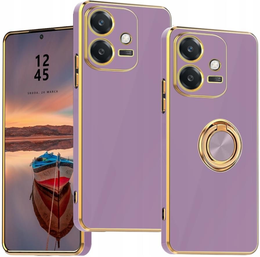 RankOne Custodia OPPO A98 5G Con Anello Porta E Sportello Scorrevole Per Fotocamera - Anti Caduta, Argento