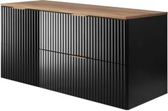 Zdjęcie Rodan Zestaw Mebli Łazienkowych Flow Z Szafką Podumywalkową 80Cm 40Cm Czarny I Blatem 120Cm Dąb Craf Złoty - Węgliniec