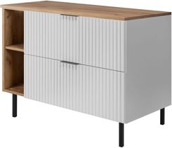 Zdjęcie Rodan Zestaw Mebli Łazienkowych Flow Z Szafką Podumywalkową 80Cm Biały Otwartą I Blatem 100Cm Dąb Nogami - Muszyna