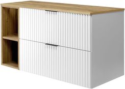 Zdjęcie Rodan Zestaw Mebli Łazienkowych Flow Z Szafką Podumywalkową 80Cm Biały Otwartą I Blatem 100Cm Dąb Craft Złoty - Węgliniec