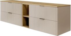 Zdjęcie Rodan Zestaw Mebli Łazienkowych Flow Z Szafkami Podumywalkowymi 80Cm Kaszmir Szafką Otwartą I Blatem 180Cm Dąb Craft - Łomianki