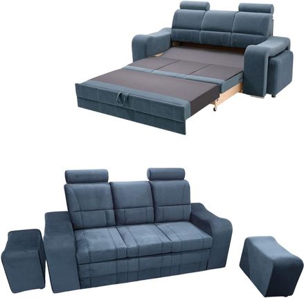 Mała kanapa rozkładana z zagłówkami i pufami Wenus