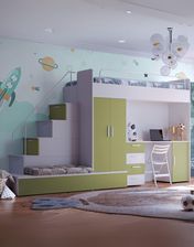 Zdjęcie Meblościanka Raj 4 - pokój dziecięcy, młodzieżowy z materacem i stelażem zielony oliwka - Józefów