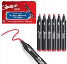 Zdjęcie Sharpie Kreatywne Markery Do Rysunków Mazaki Ozdobne Marker Akrylowy Red Czerwony - Łowicz