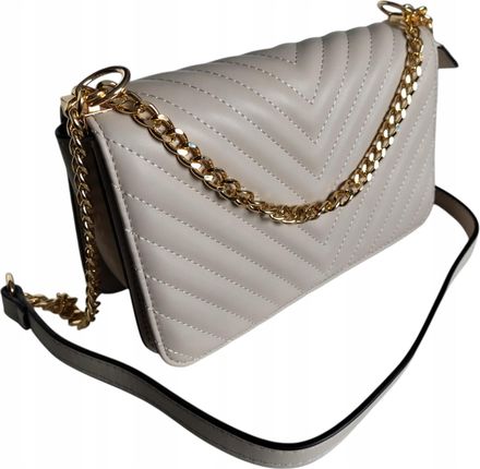 Mała Pikowana Listonoszka Damska Beżowa Torebka Wizytowa na Ramię