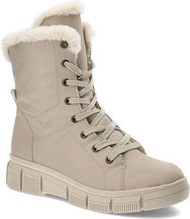 Beżowe Botki Rieker Ocieplane Buty Damskie