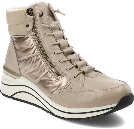 Beżowe Botki Remonte Ocieplane Obuwie Damskie