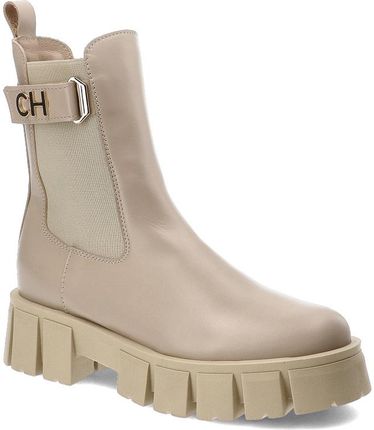 Beżowe Botki Chebello Modne Workery Damskie