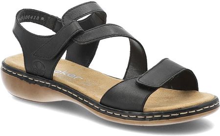 Czarne Sandały Rieker Modne Obuwie Damskie