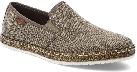Beżowe Espadryle Rieker Eleganckie Wsuwane Obuwie Męskie