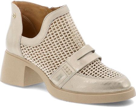 Beżowe Botki Maciejka Stylowe Obuwie Damskie Na Obcasie
