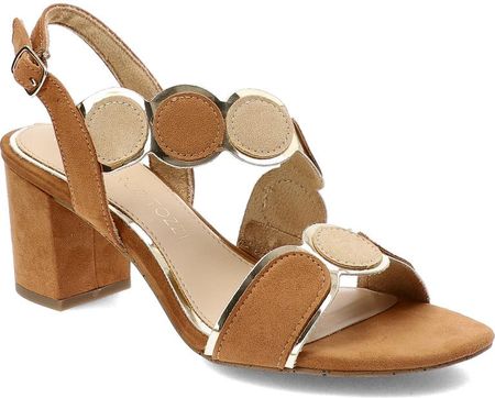 Brązowe Sandały Marco Tozzi Stylowe Obuwie Damskie Na Obcasie