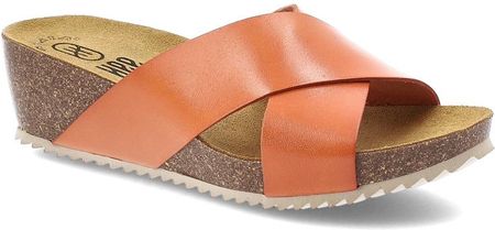 Pomarańczowe Klapki Hee Stylowe Obuwie Damskie Na Koturnie