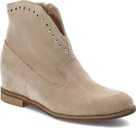 Beżowe Botki Kowbojskie Armodo Modne Buty Damskie