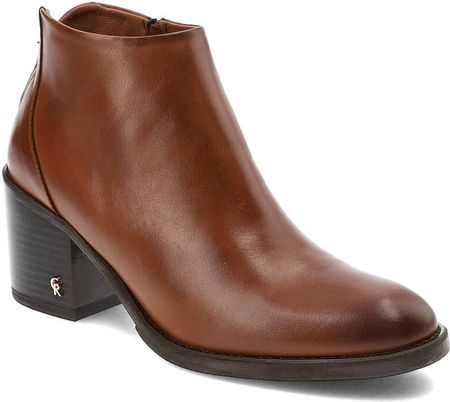 Brązowe Botki Carinii Stylowe Obuwie Jesienne