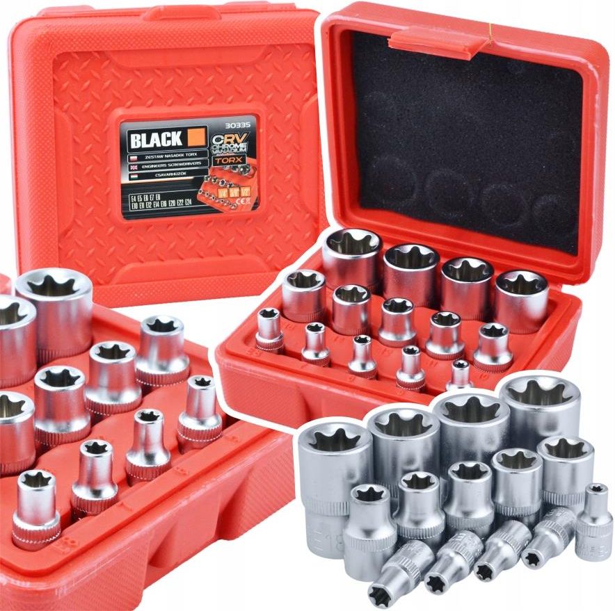 Bez Marki Klucze Torx Zestaw Kluczy 14szt. E4-E24 1/4 3/8 1