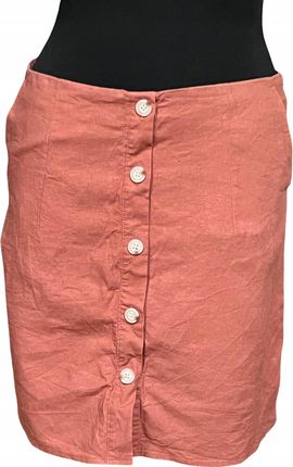Re.draft Spódnica Midi Wygodna Stylowa z Guzikami Pomarańczowy 38