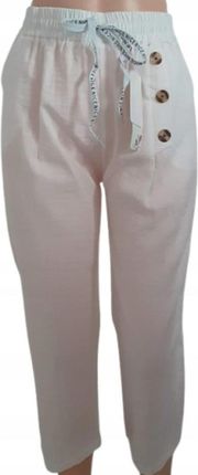 SPODNIE 3/4 Z KIESZENIAMI RYBACZKI PRZEWIEWNE BAWEŁNA białe 4/5XL