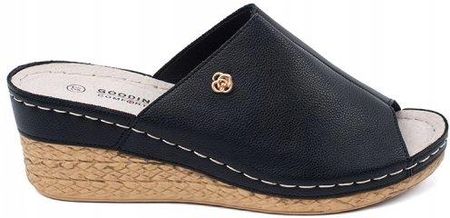 Czarne klapki na koturnie damskie 38