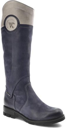 Granatowe Kozaki Karino Damskie Wygodne Obuwie