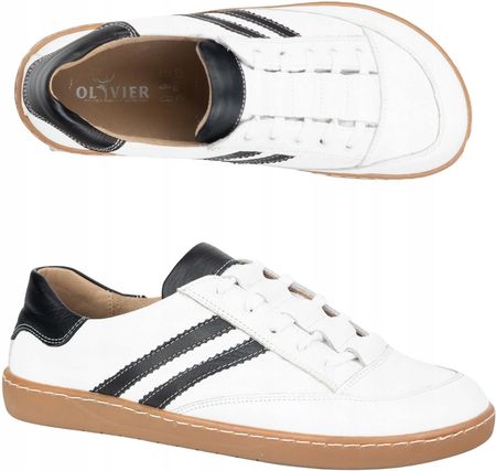 Sneakersy barefoot damskie Kaia Olivier buty skórzane białe z czarnym 39