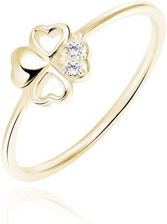 Zdjęcie Magar Silver Srebrny pozłacany pierścionek Koniczynka z białymi cyrkoniami SL-Z1852AG-W  - Skwierzyna