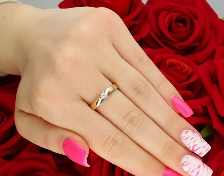 Diament Złoty pierścionek z diamentem 0,05ct H/SI – KR802201Y rozmiar 19 próba 585