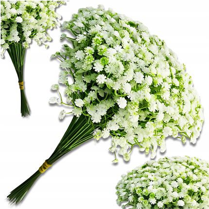 Sztuczne Kwiaty Białe Drobne Kwiatki Dekoracja Bukiet 10Szt. Gipsówka 29cm