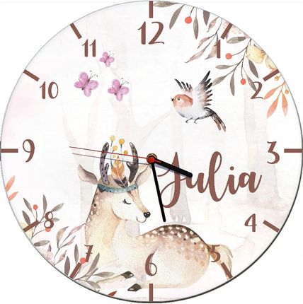 Naklejkomania Zegar ścienny dla dzieci Dekoracja Boho do pokoju dziecka Zegarek Imię (ZD044IMIĘ)