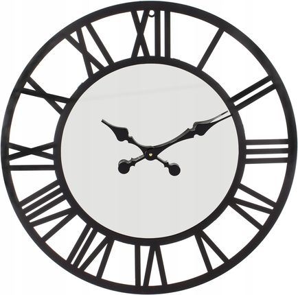 Art-Pol Zegar Metalowy Ścienny Okrągły Rzymski Duży Retro Loft Vintage Czarny (152790)