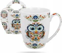 Duo Kubek W Koszyczku Sowa Etno 350ml Porcelana